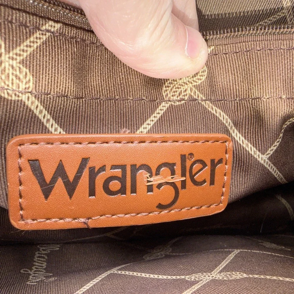Wrangler Western Aztec Pattern Tote Bag Brown Beige Top Handle & Strap Women - Picture 11 of 16